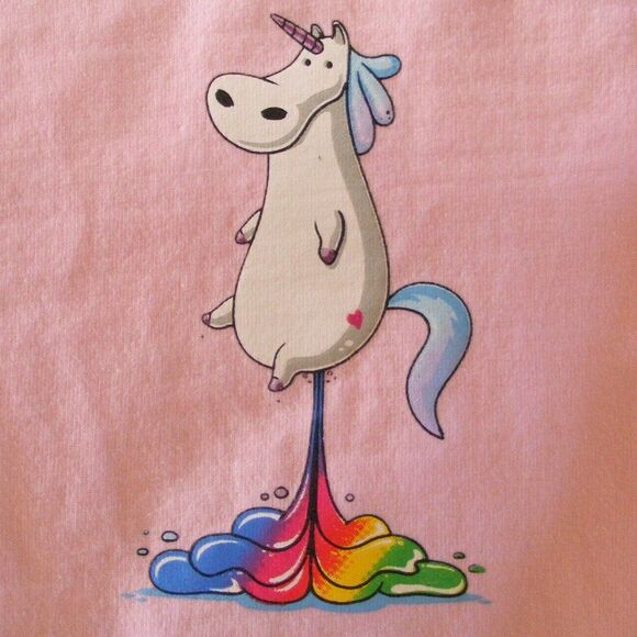 CANDYTOPIA Tshirt, L, Unicorn Pooping, Pink Football Jersey - Picture 2 of 7